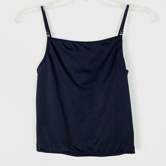 Diana Black Ruched Ruffle Cami Tank Top - Picture 2 of 4